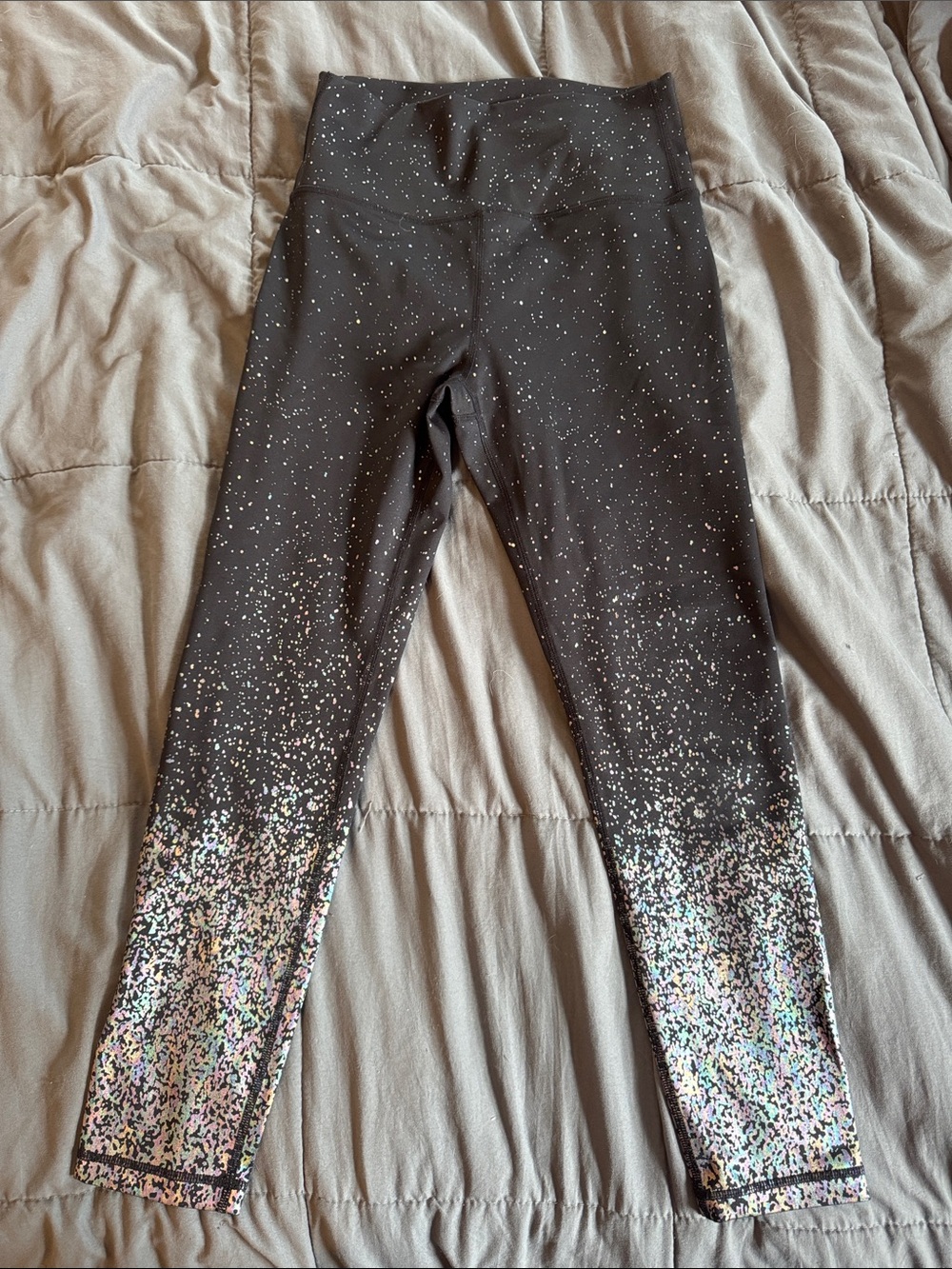 ZYIA Black Leggings with Iridescent Sequin Ombre